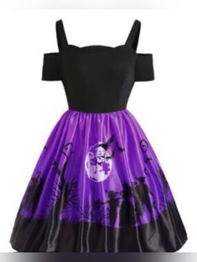 Women's Black & Purple Printed Midi Dress 5xl